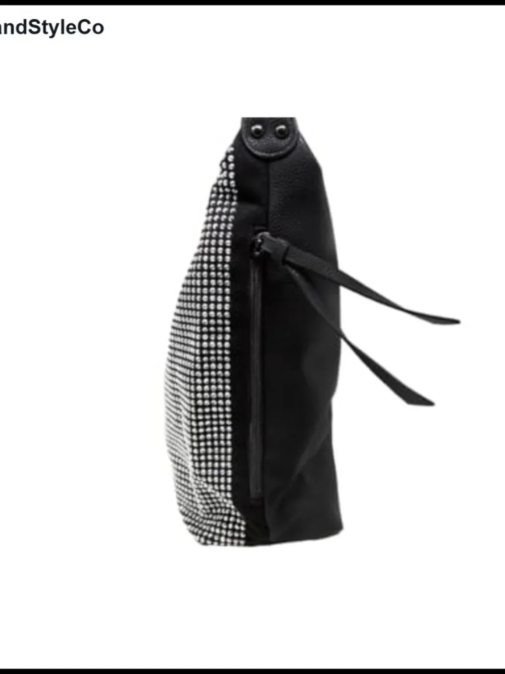 Rhinestone Hobo Handbag Faux Leather Crossbody Shoulder Bag Detachable Strap